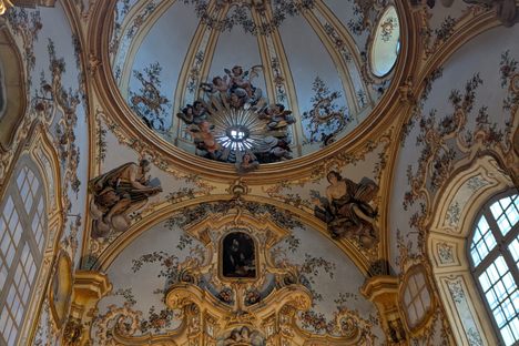 Interior fresco on the dome section of the chapel.