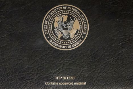 The President's Daily Brief is protected in a leather tablet cover. Only the president, vice president, and a select group of senior officials with high-level security clearances receive the daily briefing of national security issues.
