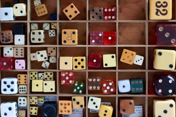 A small part of the dice collection at the Office of Collecting and Design