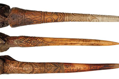 Bone daggers from the Sepik region of New Guinea. 
