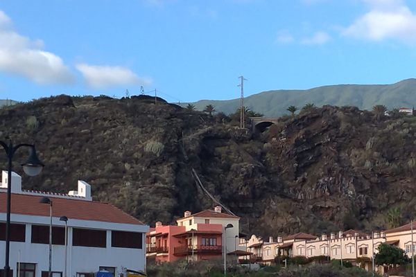 Pipes that come down the mountain provide water to the people.