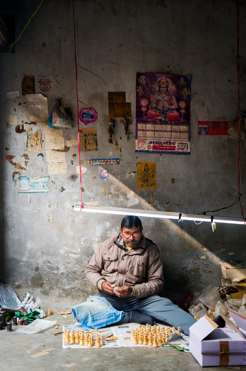 Craftsmen come from all over India to work at the Chess Empire, but most are from Amritsar or nearby Punjab. Many men learn the craft in their late teens and continue making a single type of chess piece their entire career. Though chessmen makers dedicate their lives to the craft, most of the employees at the Chess Empire don’t actually play chess, says the CEO.