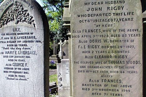 Eleanor Rigby's headstone at St Peter's Church, Church Road, Woolton.