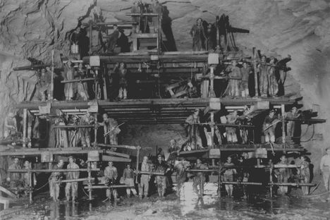 The Pepacton Reservoir diversion tunnel drill crew, photographed on September 29, 1948. 