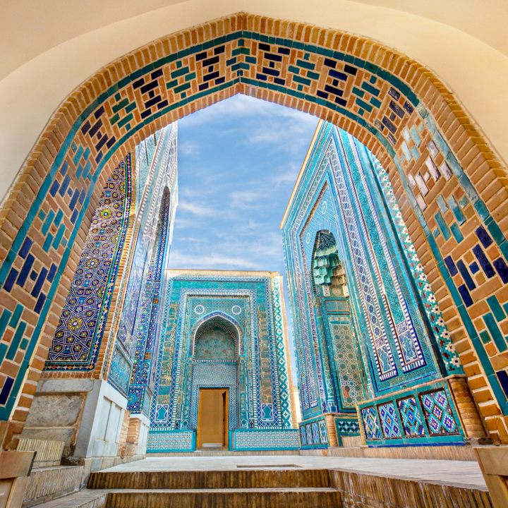 Mausoleums in the historic cemetery of Shahi Zinda in Samarkand