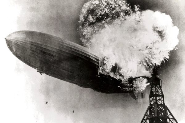The iconic image of the Hindenburg in flames