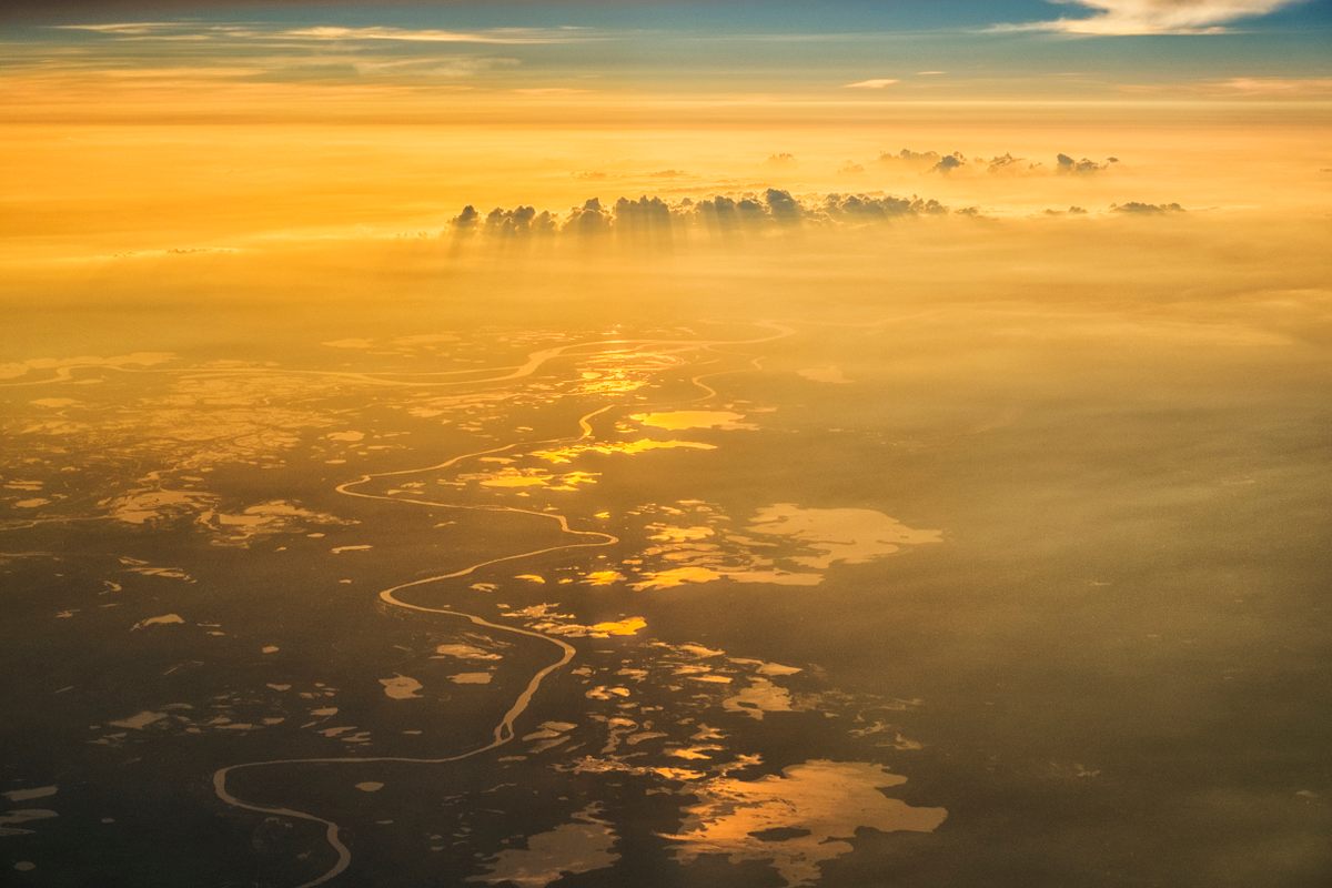 Colombia's Magdalena River, seen here at sunset, flows north for nearly 1,000 miles before emptying into the Caribbean Sea.
