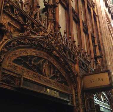 Detail of the Tiffany-designed elevators. Economical cast iron, not bronze!