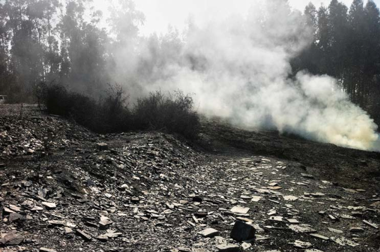 Smoke is released over Philippe Parreno's C.H.Z. film set.