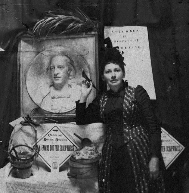 Brooks with a sculpture of Columbus, at the Columbian Exposition in 1893.