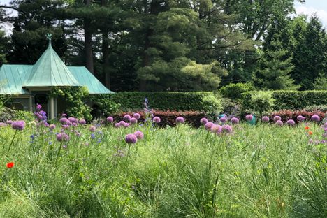 Garden pavilion at the pool of the Chanticleer home