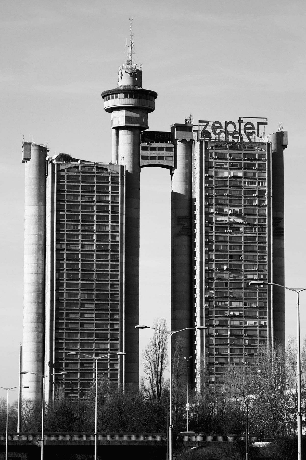 The Western City Gate, also known Genex Tower, architect Mihajlo Mitrović, 1977.