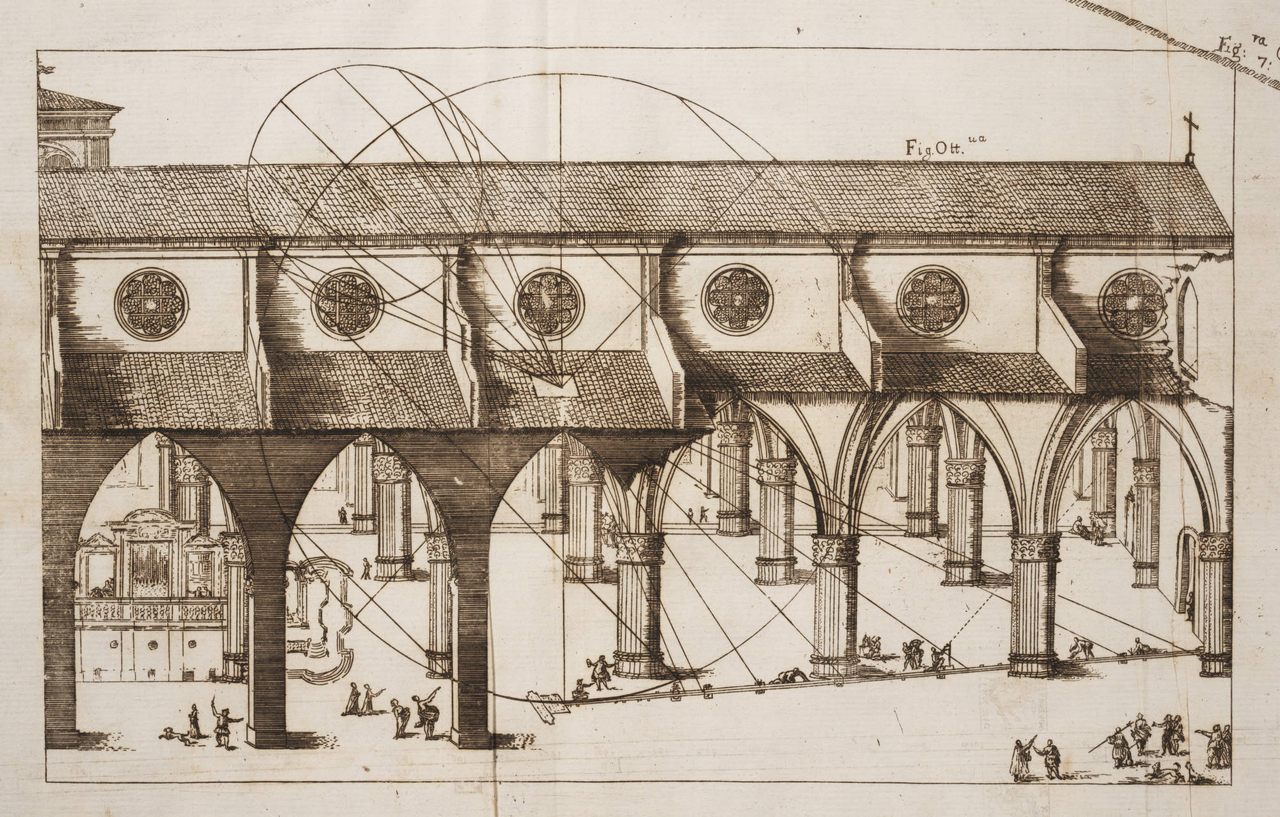 Giovanni Domenico Cassini's design for the meridian line in the Basilica di San Petronio in Bologna.