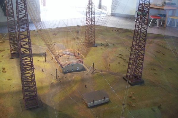 A model of the Marconi's original Table Head station at Glace Bay.