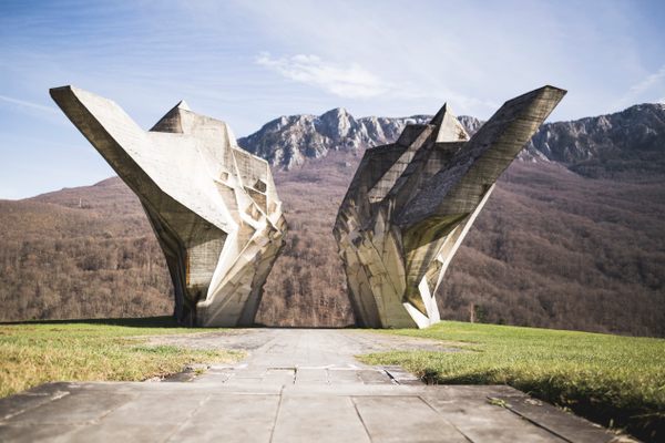 The Tjentište War Memorial in Bosnia and Herzegovina.
