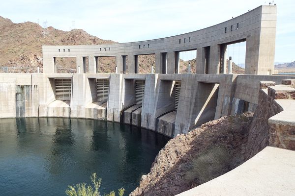 Parker Dam seen from Arizona.