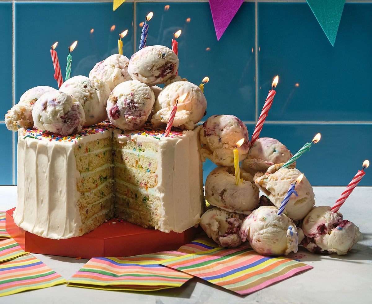 It doesn't get much more festive than birthday cake ice cream with blackberries.
