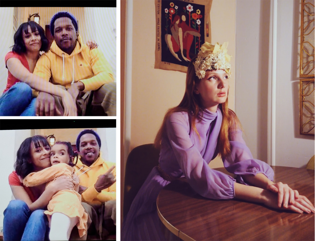 Actress Nicolette Robinson was photographed by Jenny Anderson while sheltering in place with her family (left); Annika White posed for Bảo Ngô from her apartment (right).