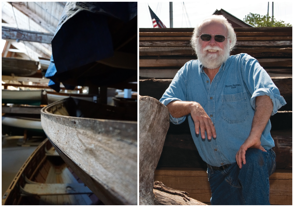 This intricately crafted skiff was made by an anonymous builder (left); Quentin Sneidker (right).