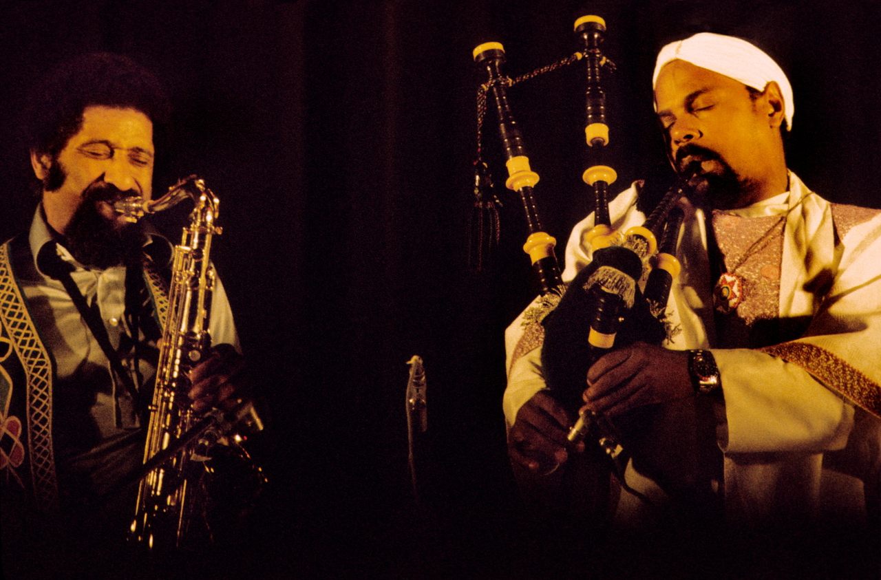 Harley performing with Sonny Rollins at Switzerland's Montreux Jazz Festival in 1974.