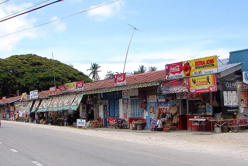 A row of sari-sari stores in Bohol, in the Philippines.