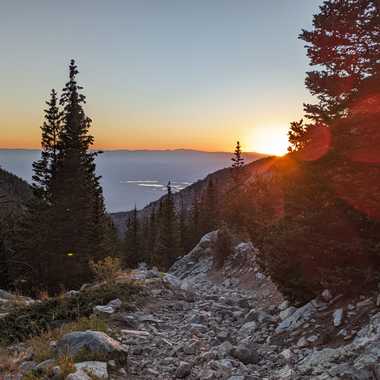 Looking down Lake Como road at sunset