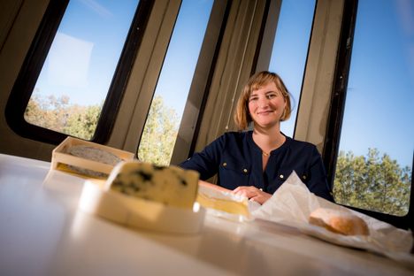 Rachel Dutton, surrounded by oodles of cheese. 