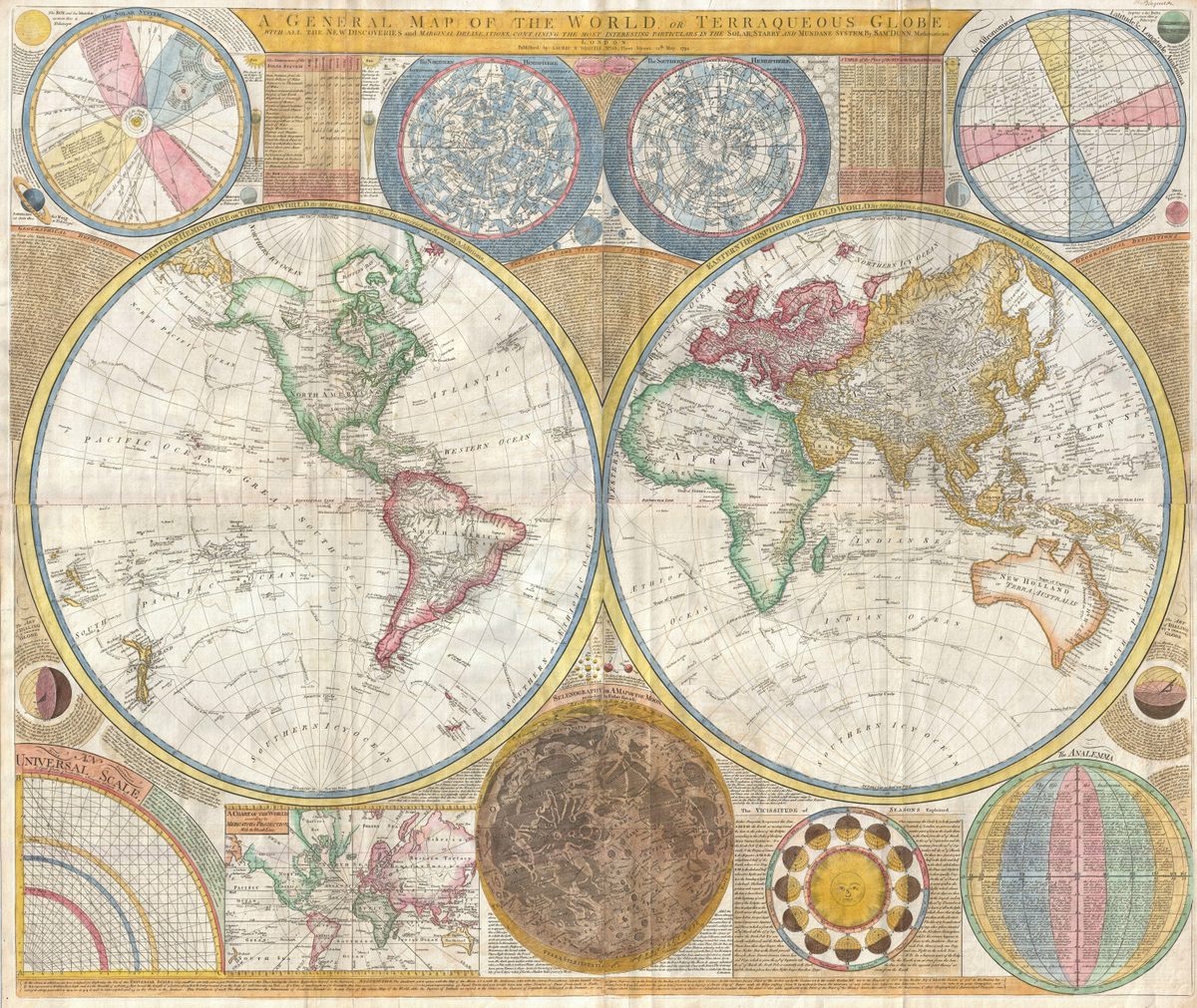 Samuel Dunn's 1794 map of the world is ambitious and vast—and includes two different routes for the apocryphal River of the West.