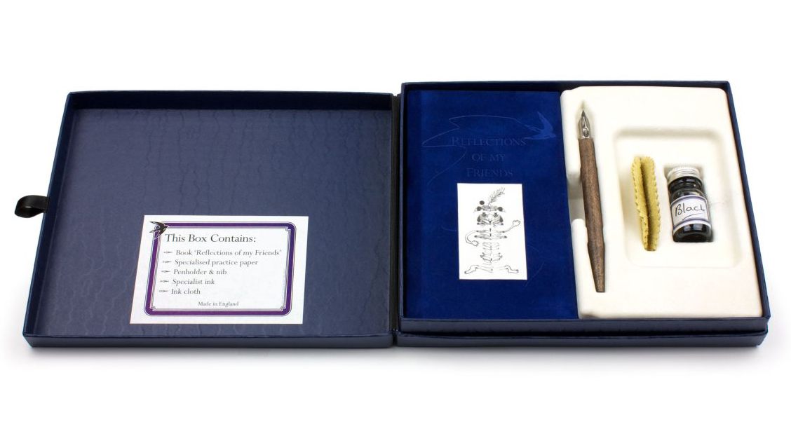 A blue box and book.