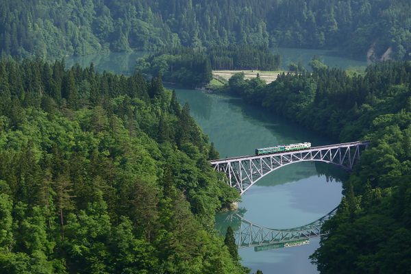 Tadami Line Bridge in summer