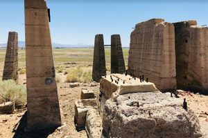 These concrete footings tower over you.