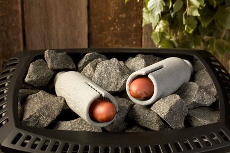 Sausages ready to sizzle in the sauna.