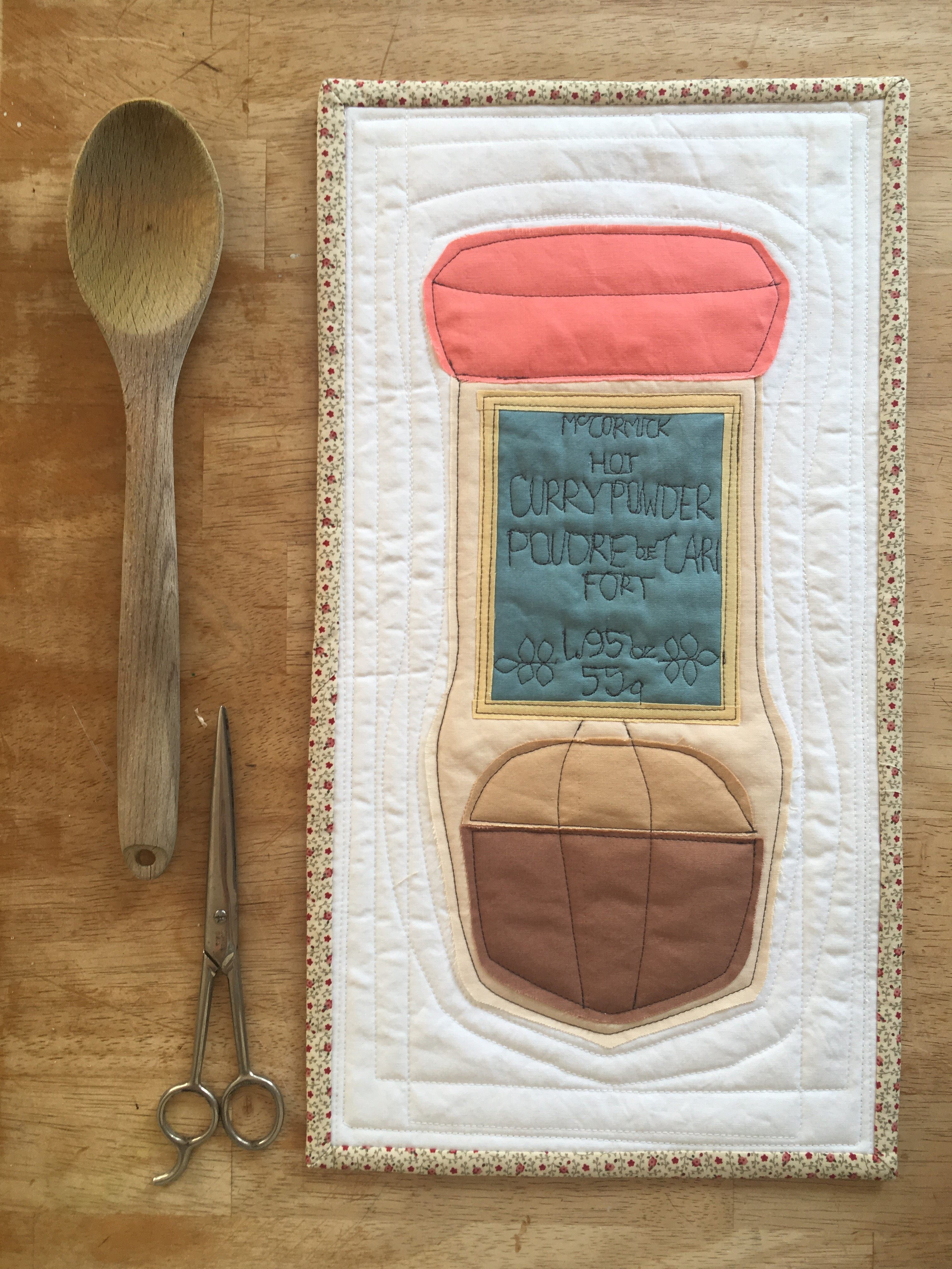 A vintage spice bottle gets the <em>quiltlet</em> treatment.