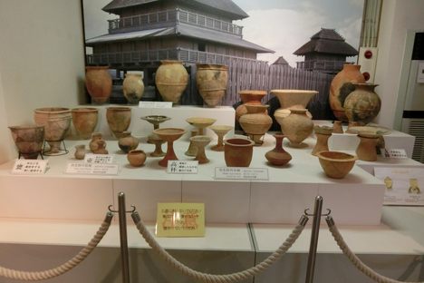 A collection of pottery excavated from the site