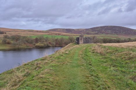 Morton Castle sits above an artificial loch