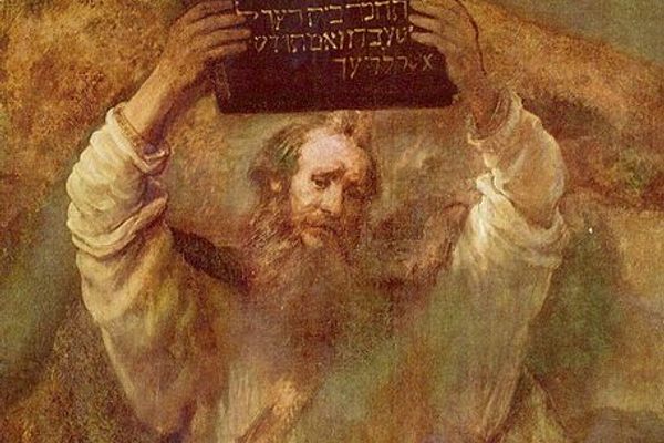 Moses with tablets of the Ten Commandments, painting by Rembrandt, 1659. (Wikimedia Commons)