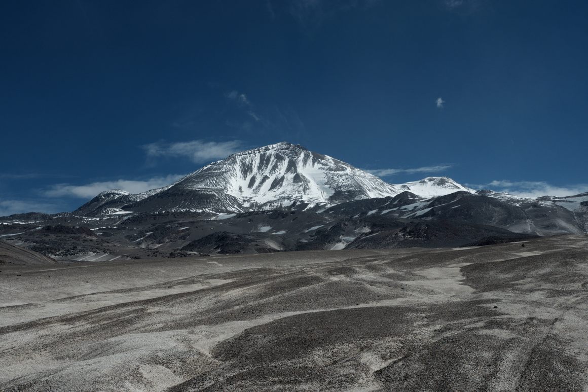 A view of the Ojos Del Salado on our way to Refuge #3