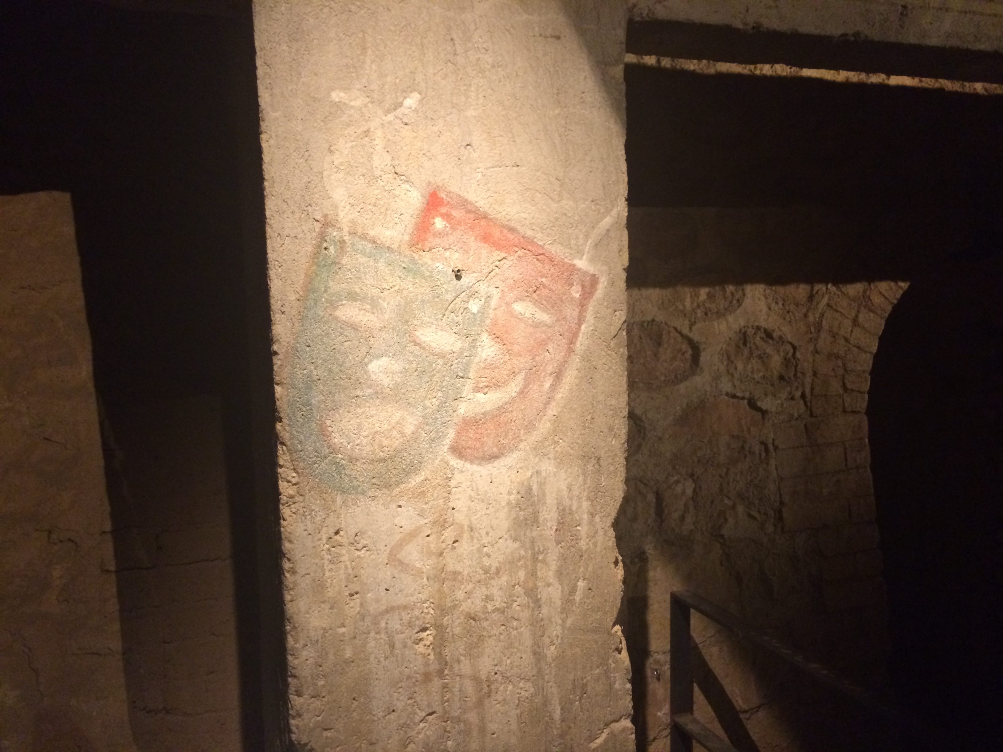  The prisoners recreated it in the kilns in the basement of the tile factory. At 6844 the comedy/tragedy faces were painted on the entrance to the kiln. The faces were painted on the same door way but just to the left of 6845