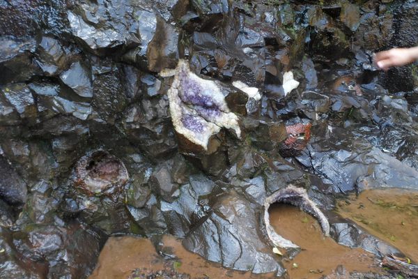 The rock is littered with gems.