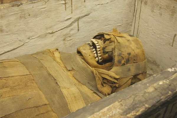 One of the four mummies