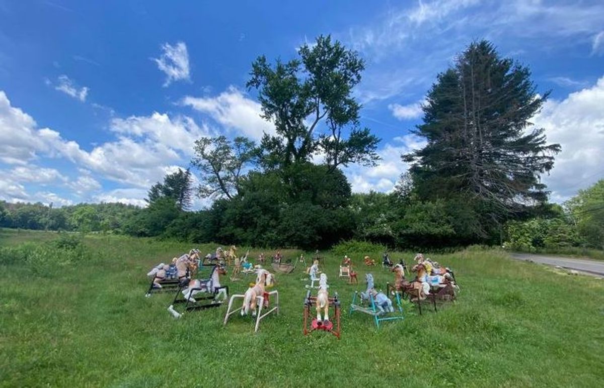 The configuration changes. Sometimes, it looks like the ponies are chasing each other—other times, they're all facing the same direction, as if they're huddling up.