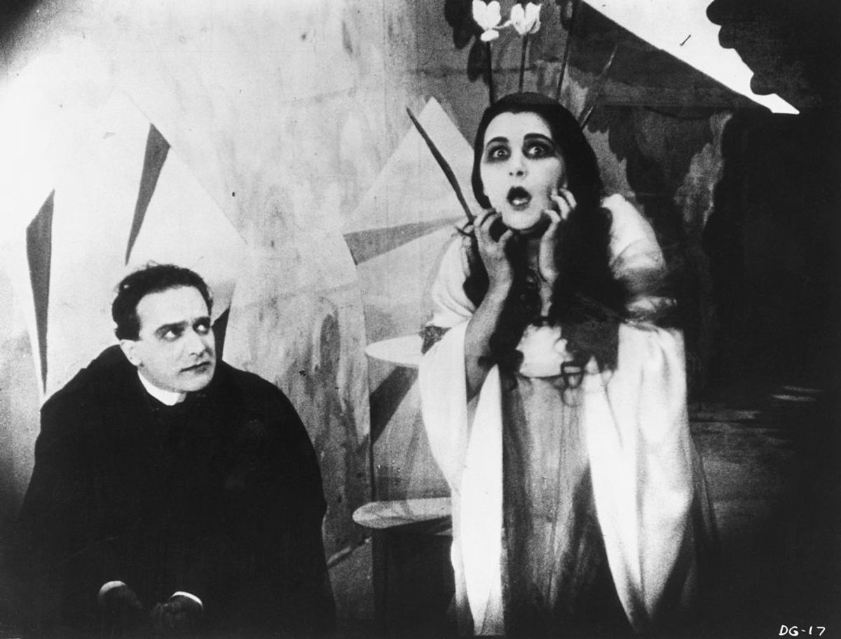 Conrad Veidt and Lil Dagover in the 1920 silent horror film <em>The Cabinet of Dr. Caligari</em>.