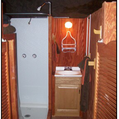The small bathroom.