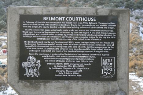 Interpretive sign at courthouse, courtesy of E Clampus Vitus.