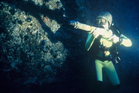 A diver at the SS President Coolidge