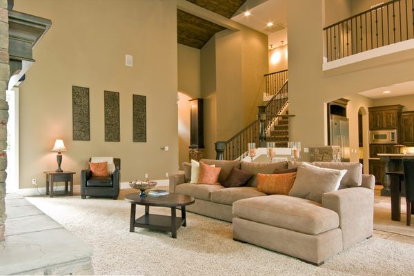 The beige interior of a luxury home. 