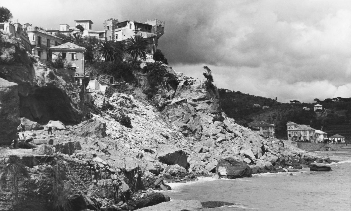 Ruins in Celle Ligure, Italy, after bombing by German forces in 1945.
