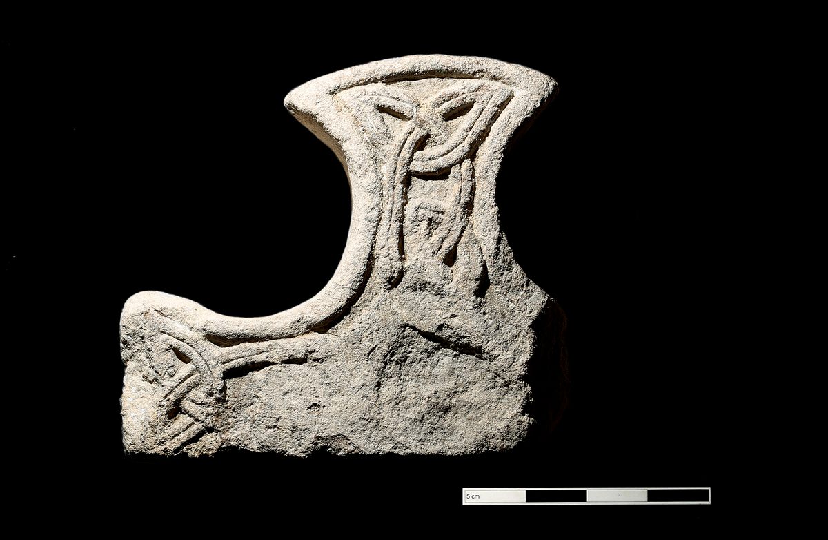 A fragment of an Anglo-Saxon cross, found in the heyday of Roman archaeology in Bath.