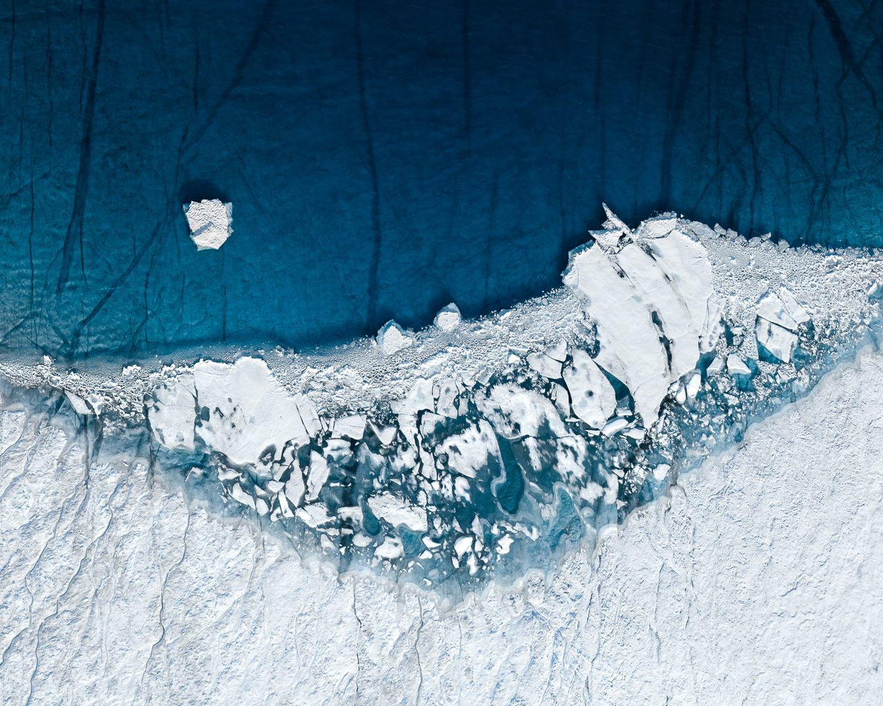 Greenland's melting ice from above. 