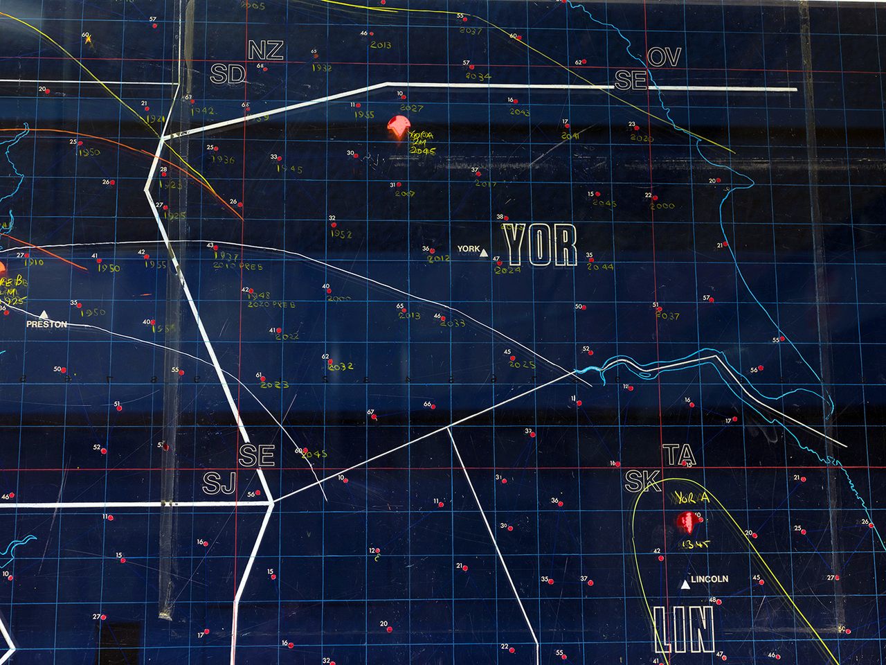 An annotatable map of the Cold War bunker network, at the regional facility in York. 